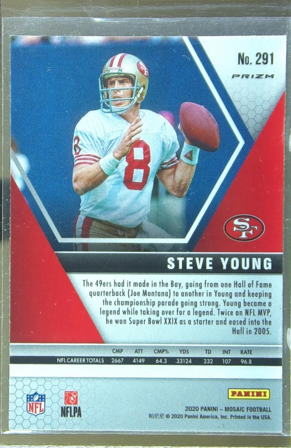 2020 Mosaic Steve Young Prizm #291 49ers - Image 3