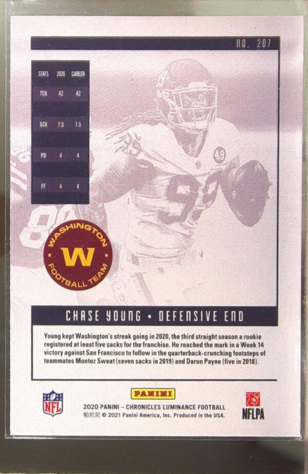 2020 Panini Chronicles Chase Young RC #207 Team Luminance Update Rookies - Image 3