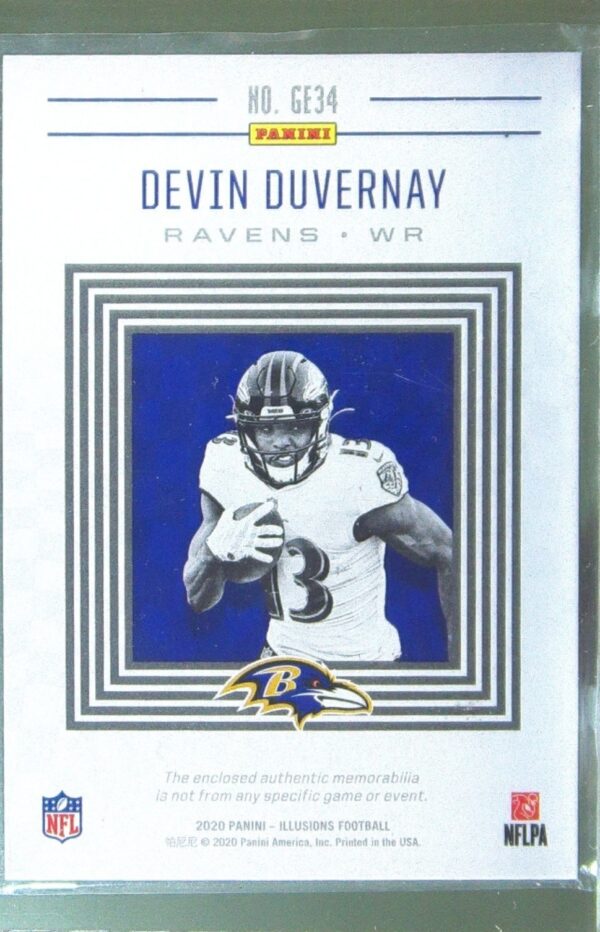 2020 Panini Illusions Devin Duvernay JSY RC #GE34 Ravens Great Expectations - Image 3