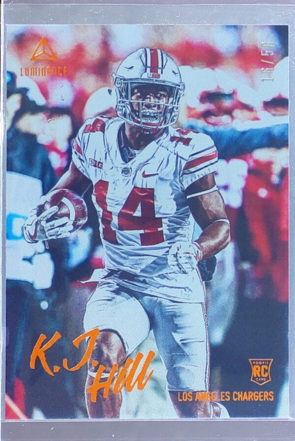 2020 Panini Luminance K.J. Hill Orange /50 RC #181 Chargers