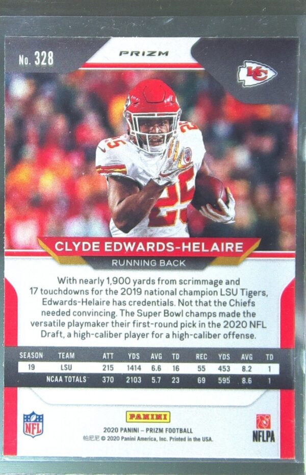 2020 Prizm Clyde Edwards-Helaire Prizm Green RC #328 Chiefs - Image 3