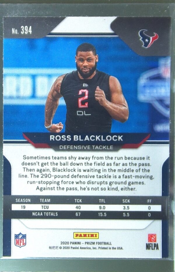 2020 Prizm Ross Blacklock RC #394 Texans - Image 3