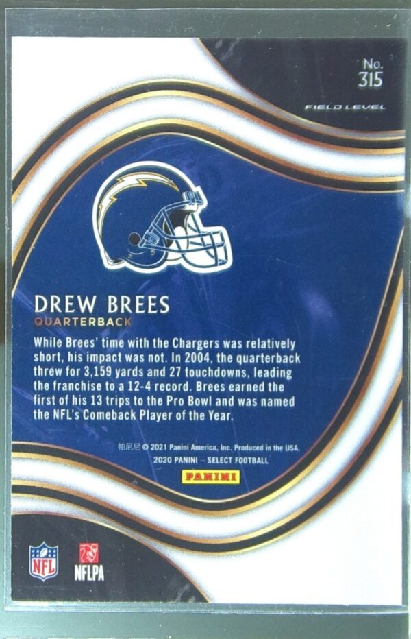 2020 Select Drew Brees #315 Chargers - Image 3