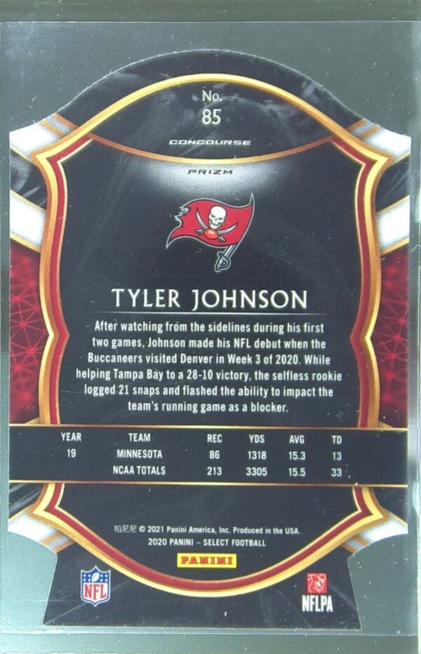 2020 Select Tyler Johnson Red Prizm Die Cut RC #85 Buccaneers - Image 3