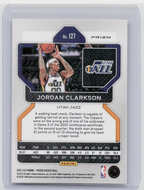 2021-22 Panini Prizm Jordan Clarkson Ice #127 Jazz - Image 3