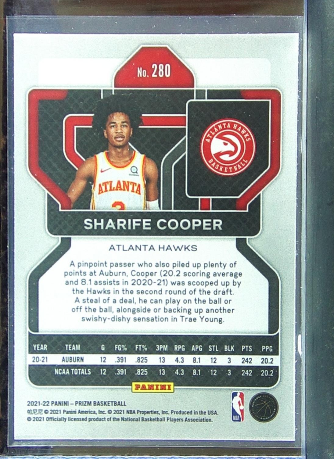 2021-22 Prizm Sharife Cooper RC #280 Hawks - Image 3
