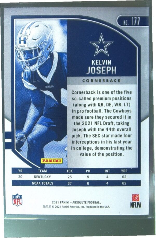 2021 Absolute Kelvin Joseph Retail RC #177 Cowboys - Image 3