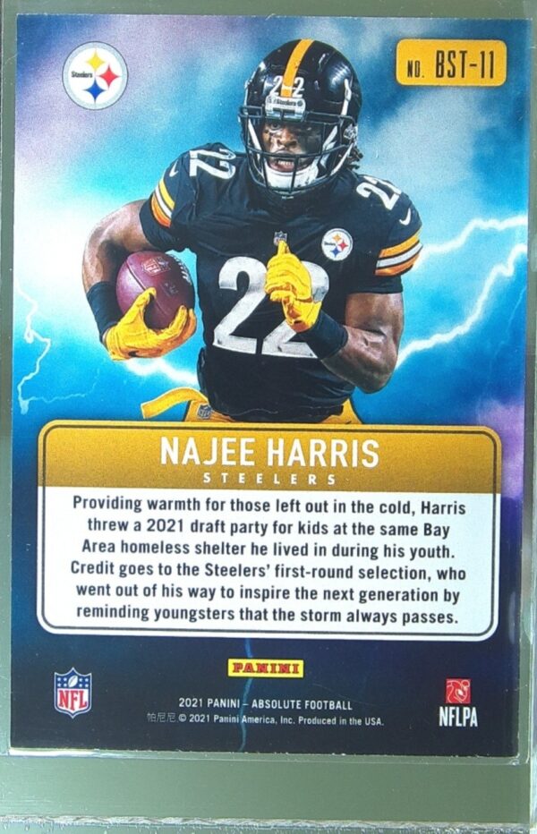 2021 Absolute Najee Harris RC #BST-11 Steelers By Storm - Image 3