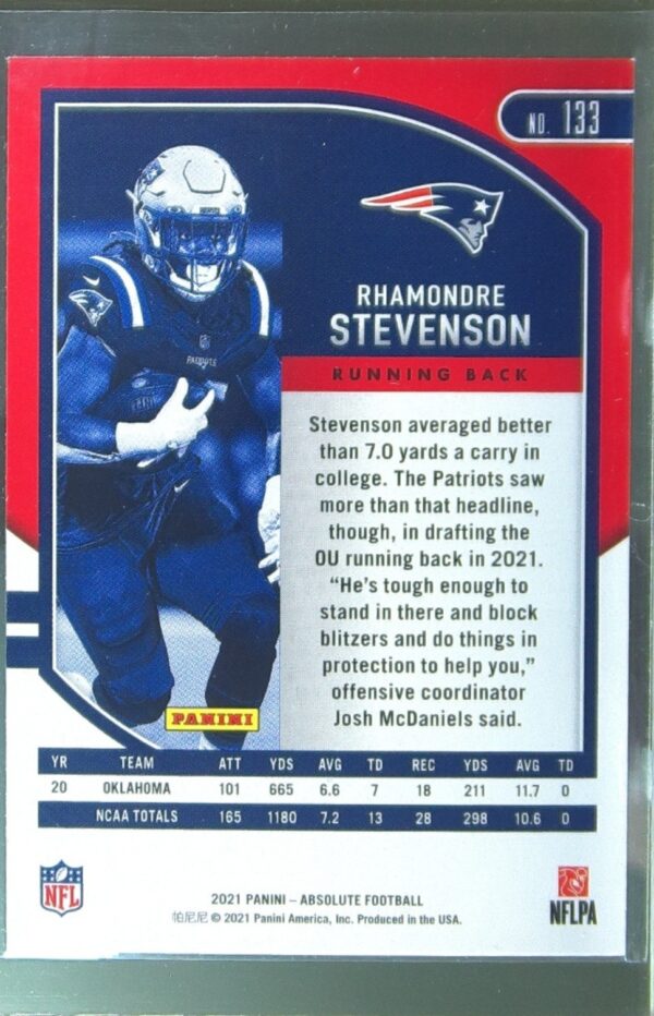 2021 Absolute Rhamondre Stevenson Retail RC #133 Patriots - Image 3