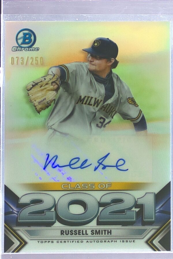 2021 Bowman Draft Russell Smith Auto /250 #C21-RS Brewers Class of 2021