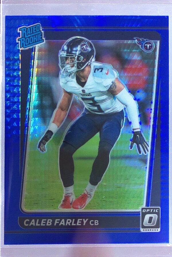 2021 Donruss Optic Caleb Farley Blue Hyper RC #249 Titans