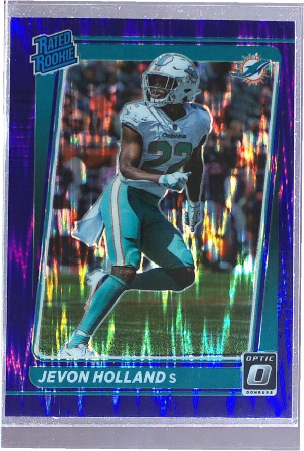 2021 Donruss Optic Jevon Holland Purple Shock RC #267 Dolphins