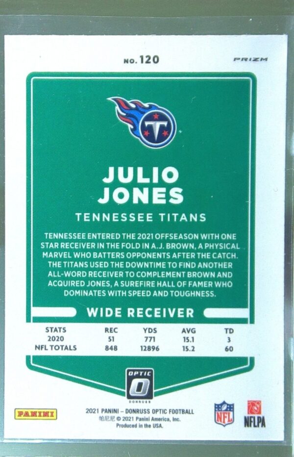 2021 Donruss Optic Julio Jones Holo #120 Titans - Image 3