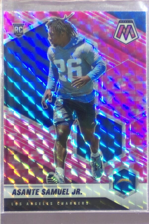 2021 Mosaic Asante Samuel Jr. Prizm Camo Pink RC #348 Chargers
