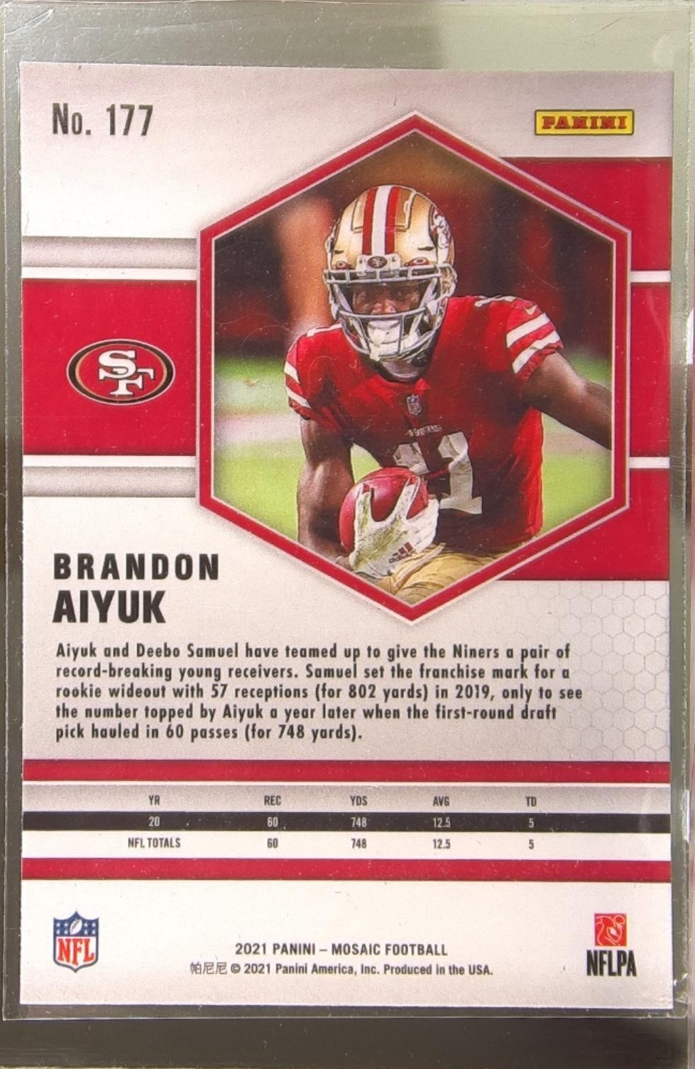 2021 Mosaic Brandon Aiyuk #177 49ers - Image 3