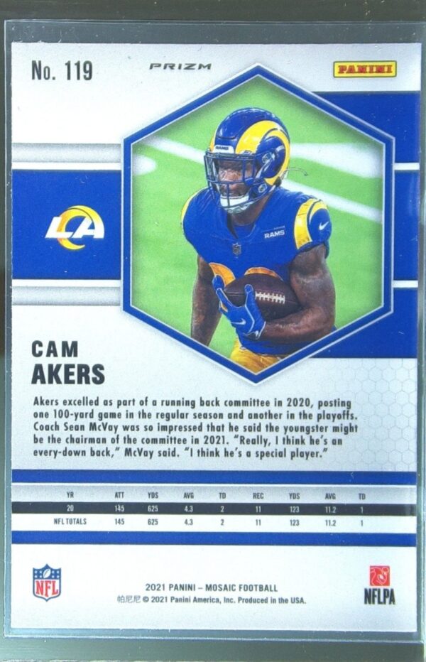 2021 Mosaic Cam Akers Prizm Green #119 Rams - Image 3
