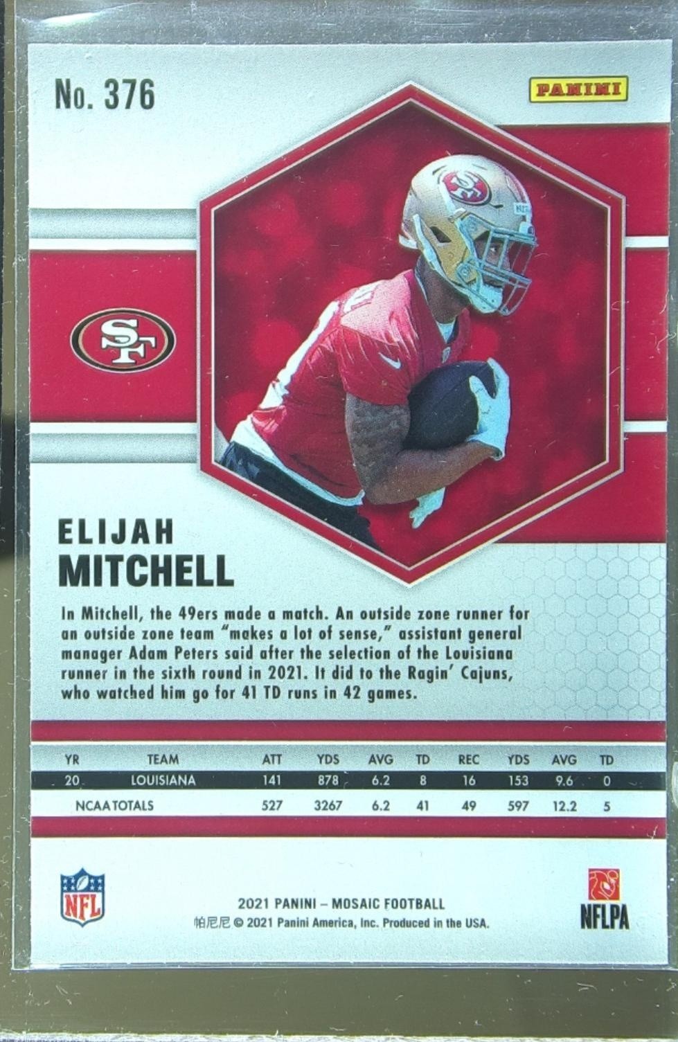 2021 Mosaic Eli Mitchell RC #376 49ers - Image 3