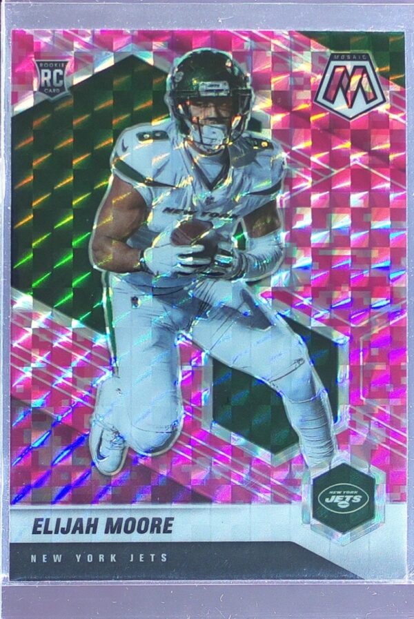 2021 Mosaic Elijah Moore Prizm Camo Pink RC #316 Jets