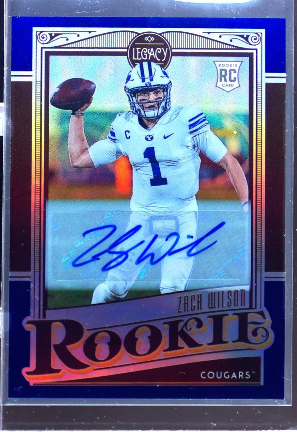2021 Panini Legacy Zach Wilson Auto /25 RC #143 Cougars Sapphire