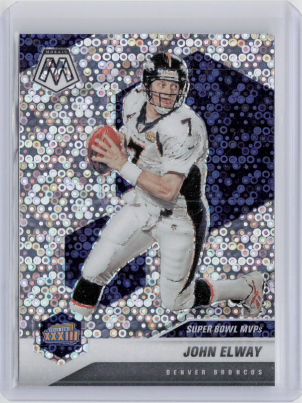 2021 Panini Mosaic John Elway No Huddle Prizm Silver #297 Broncos
