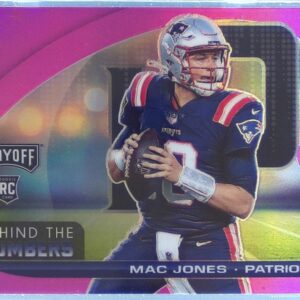 2021 Playoff Mac Jones #BTN-MJO Patriots Behind the Numbers Pink