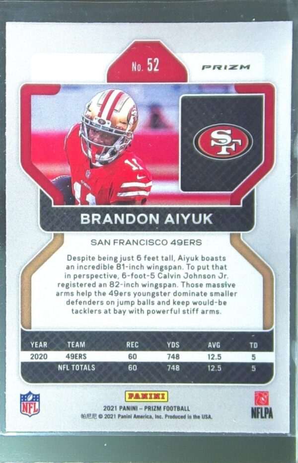 2021 Prizm Brandon Aiyuk Orange Ice #52 49ers - Image 3