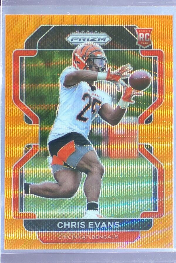 2021 Prizm Chris Evans Orange Wave /60 RC #424 Bengals