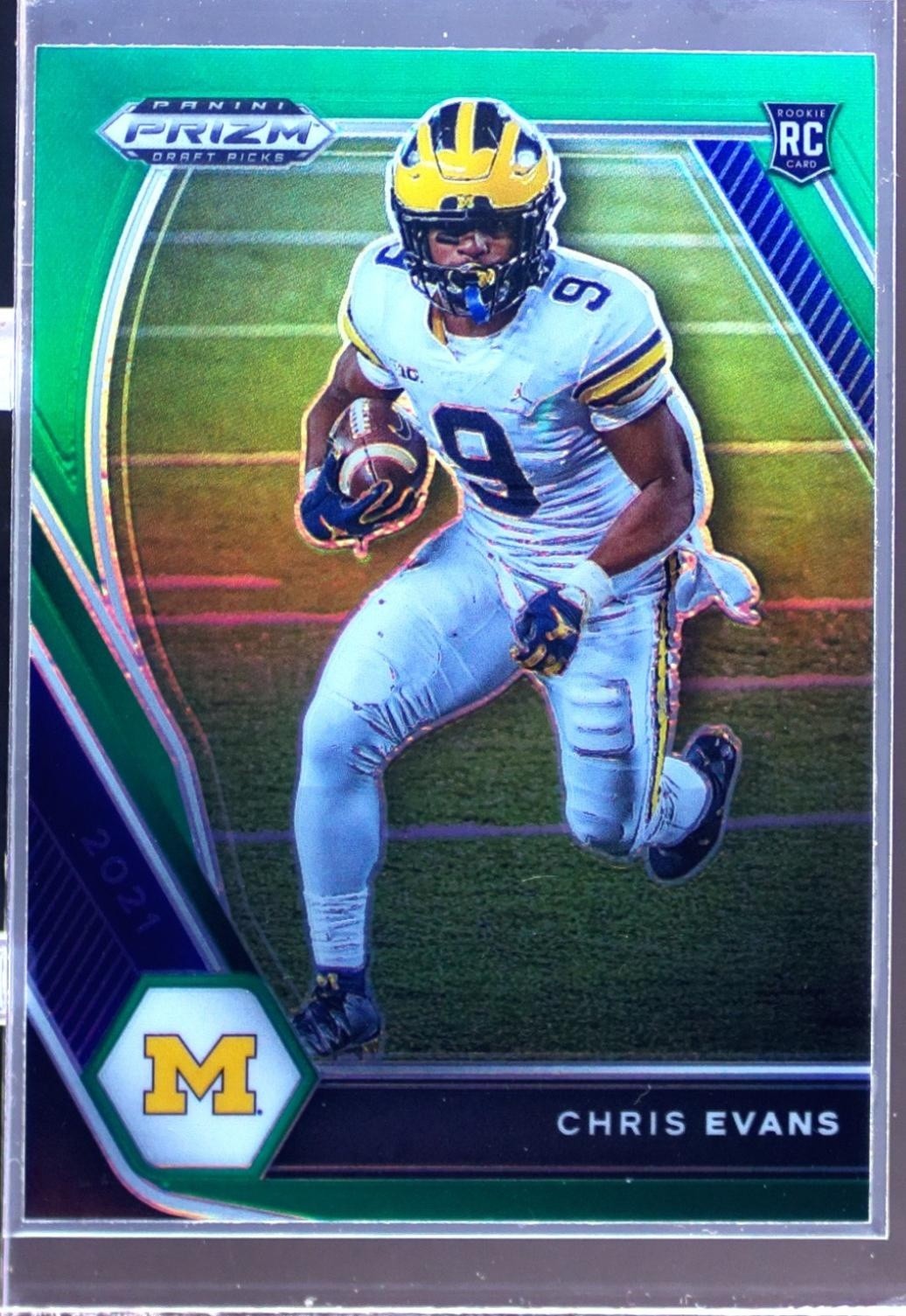 2021 Prizm Draft Picks Chris Evans Green RC #115 Wolverines