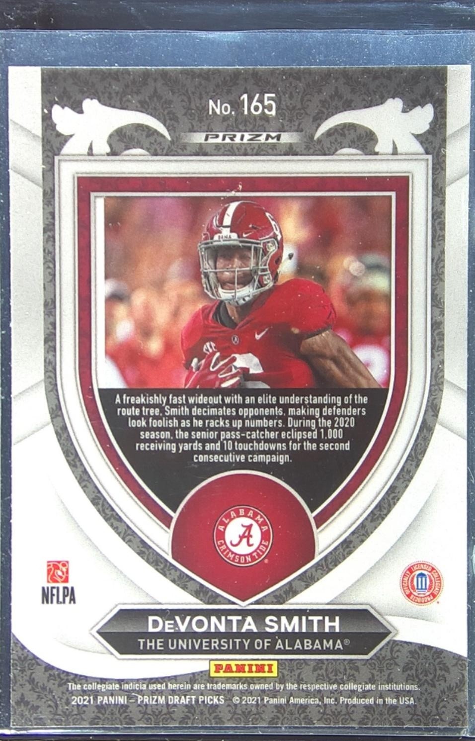 2021 Prizm Draft Picks DeVonta Smith Silver RC #165 Tide - Image 3