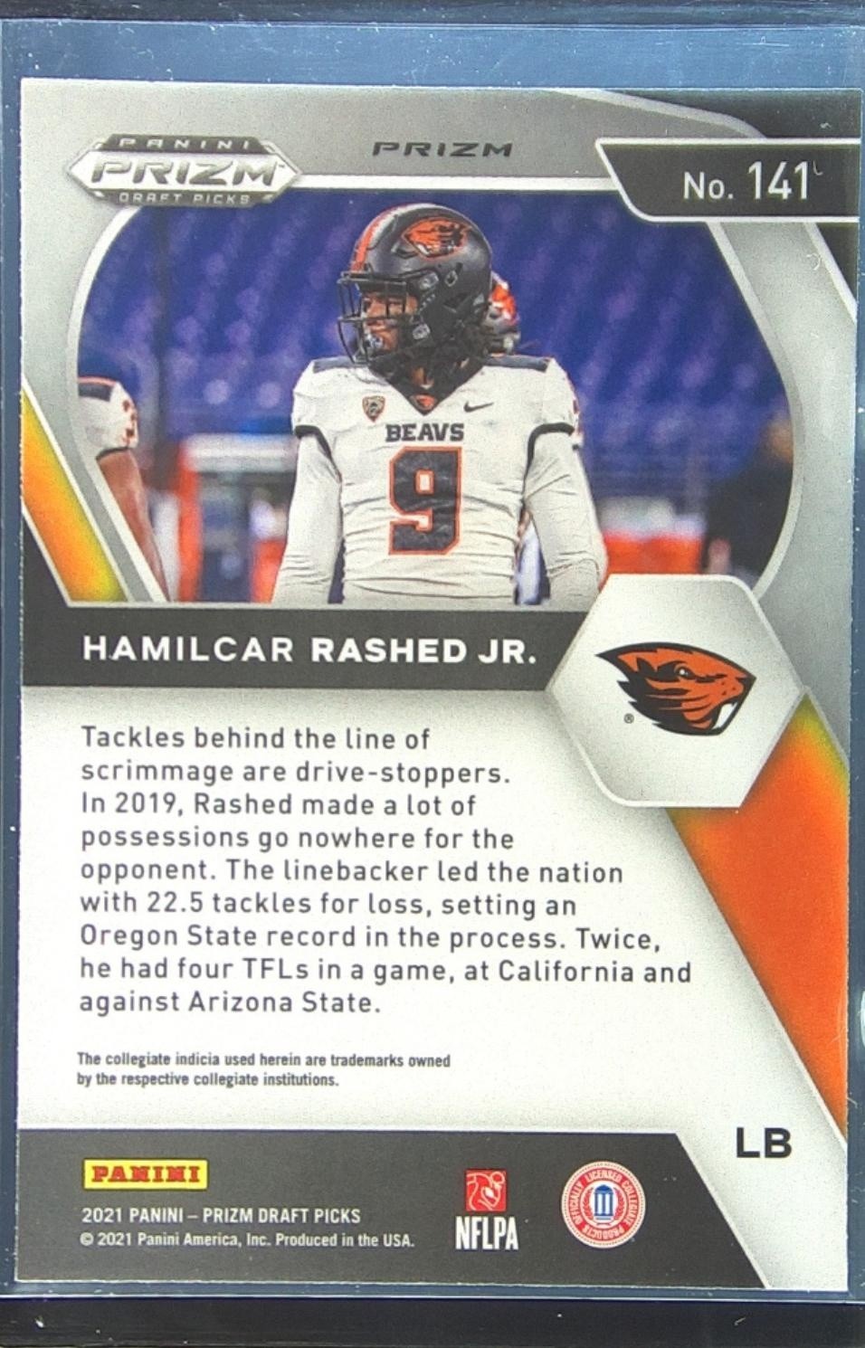 2021 Prizm Draft Picks Hamilcar Rashed Jr. Green RC #141 Beavers - Image 3