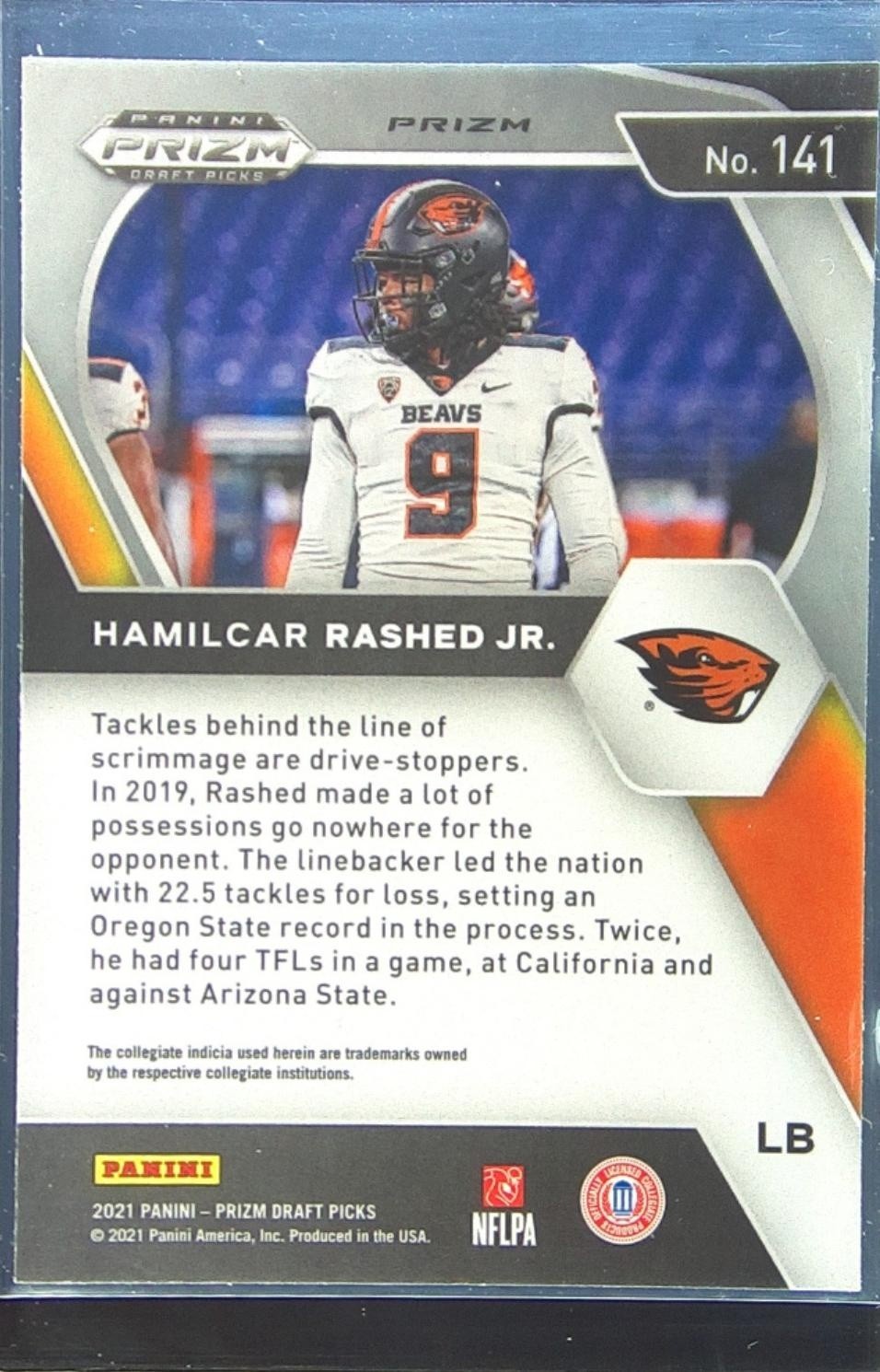 2021 Prizm Draft Picks Hamilcar Rashed Jr. Silver RC #141 Beavers - Image 3