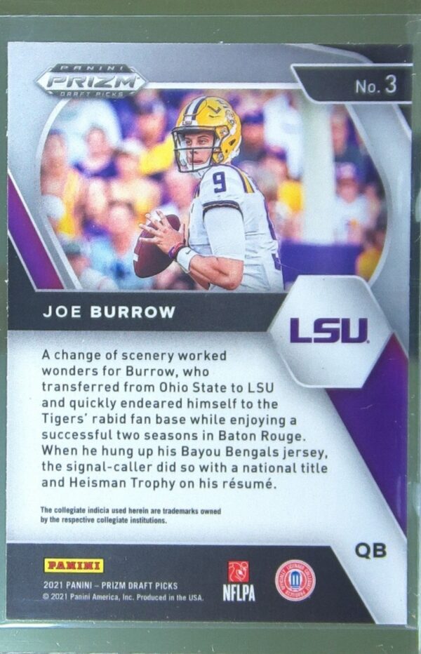 2021 Prizm Draft Picks Joe Burrow #3 Tigers - Image 3