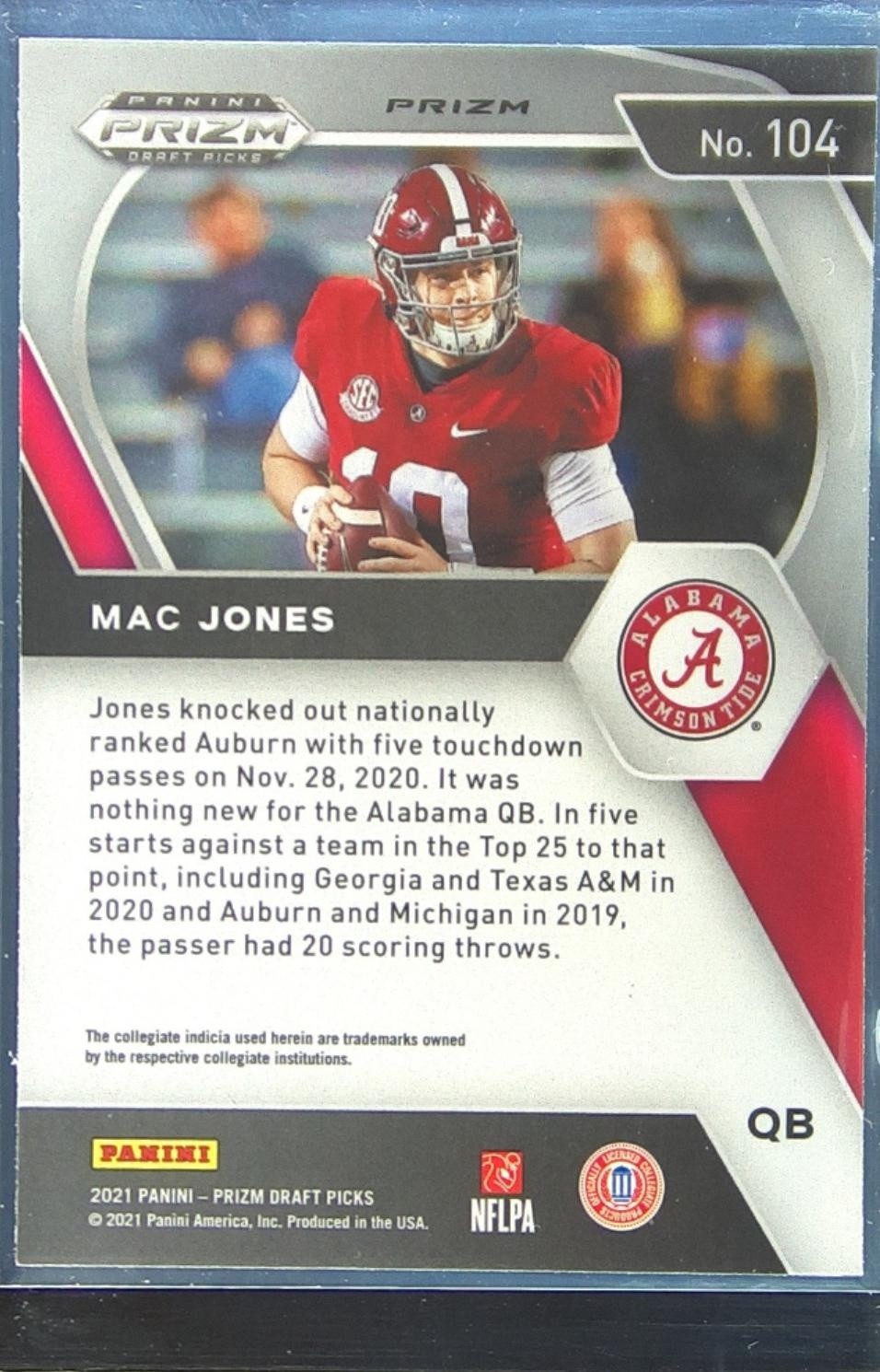 2021 Prizm Draft Picks Mac Jones Green RC #104 Tide - Image 3
