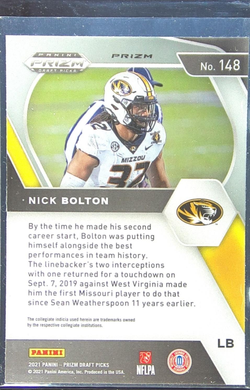 2021 Prizm Draft Picks Nick Bolton Red Pulsar RC #148 Tigers - Image 3
