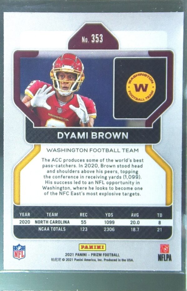 2021 Prizm Dyami Brown RC #353 Team - Image 3