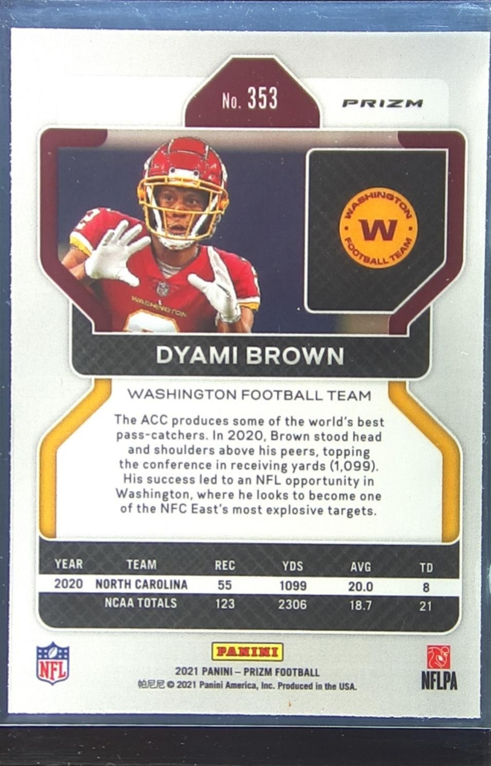 2021 Prizm Dyami Brown Silver RC #353 Team - Image 3