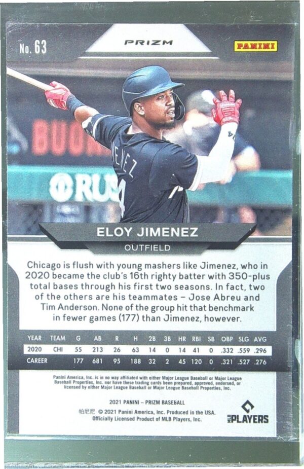 2021 Prizm Eloy Jimenez Red/White/Blue Prizm #63 Sox - Image 3