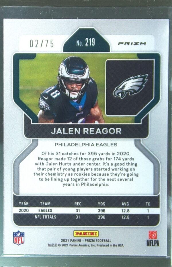 2021 Prizm Jalen Reagor Green Scope /75 #219 Eagles - Image 3