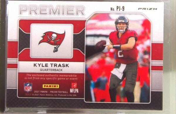 2021 Prizm Kyle Trask JSY #PJ-9 Buccaneers Premier Jerseys Neon Green Pulsar - Image 3