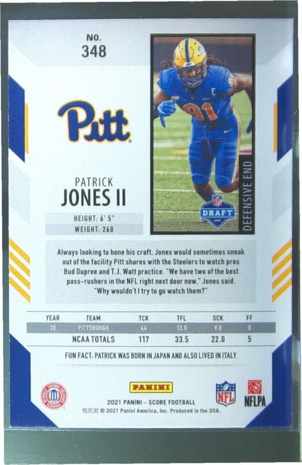 2021 Score Patrick Jones II RC #348 Panthers - Image 3