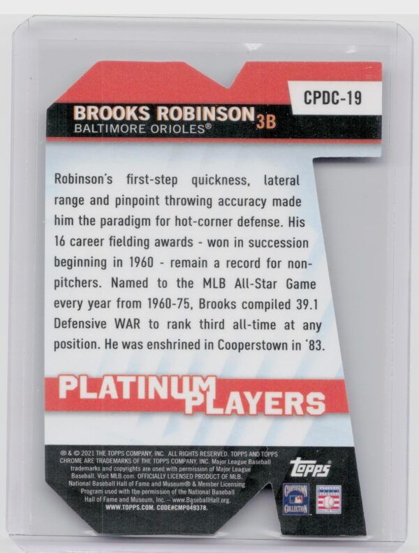 2021 Topps Chrome Brooks Robinson Platinum Players Die #PDC-19 Orioles - Image 3
