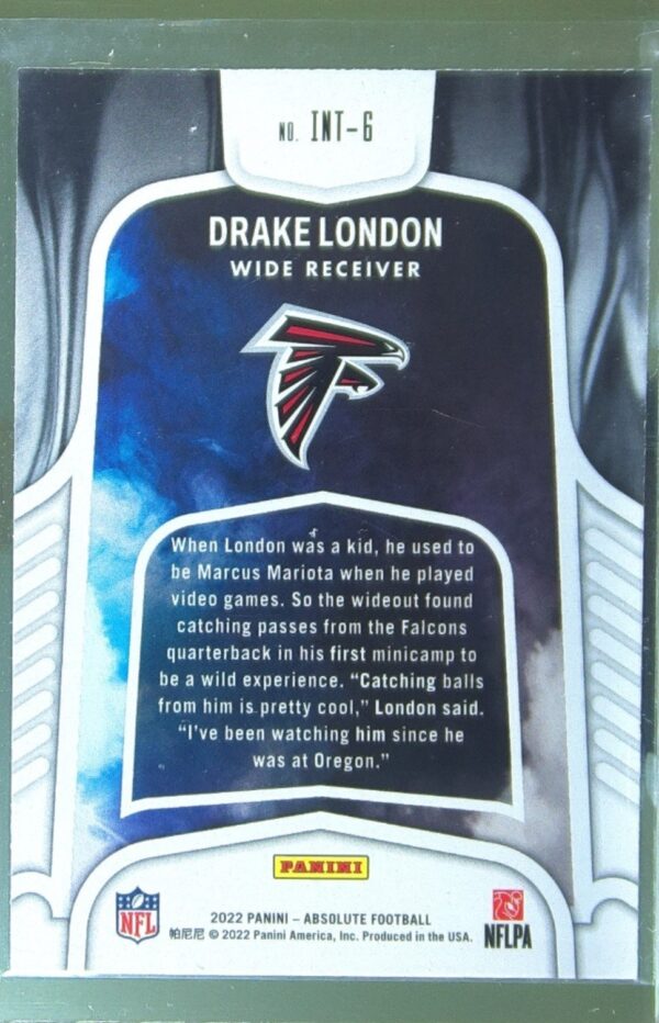 2022 Absolute Drake London RC #INT-6 Falcons Introductions - Image 3