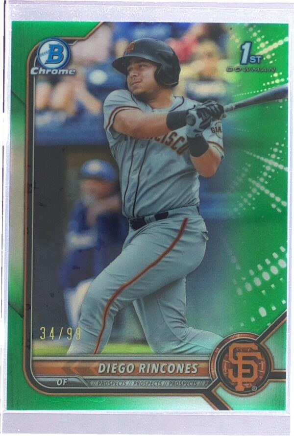 2022 Bowman Diego Rincones /99 #BCP-65 Giants Chrome Prospects Green Refractor