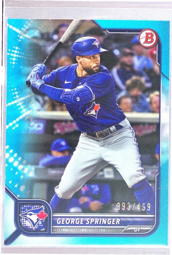2022 Bowman George Springer Sky Blue /499 #63 Jays