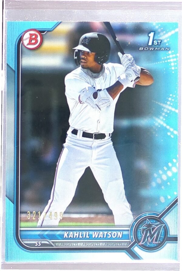 2022 Bowman Kahlil Watson /499 #BP-3 Marlins Prospects Sky Blue