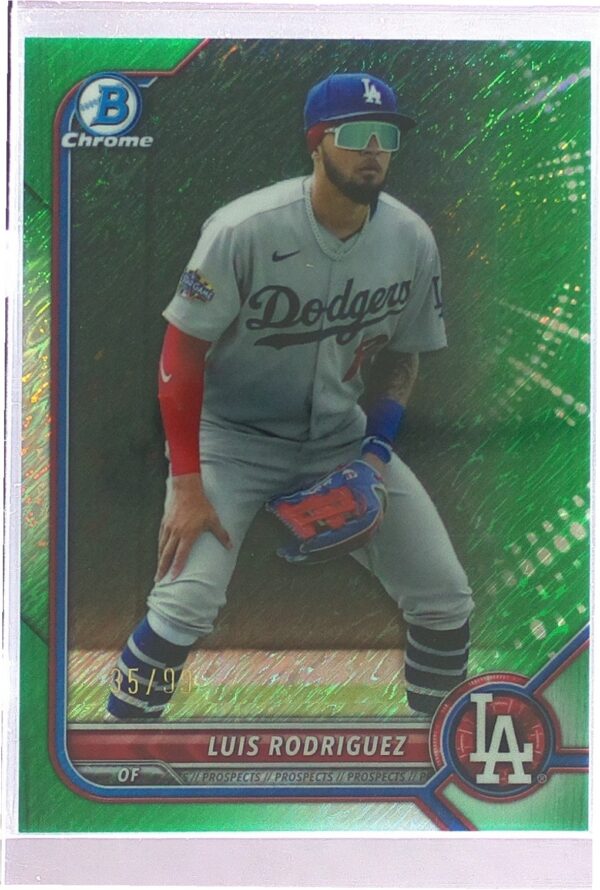 2022 Bowman Luis Rodriguez /99 #BCP-47 Dodgers Chrome Prospects Green Shimmer