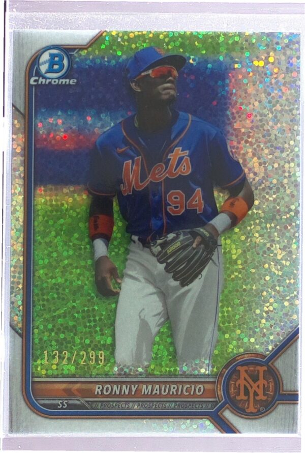 2022 Bowman Ronny Mauricio /299 #BCP-16 Mets Chrome Prospects Speckle Refractor