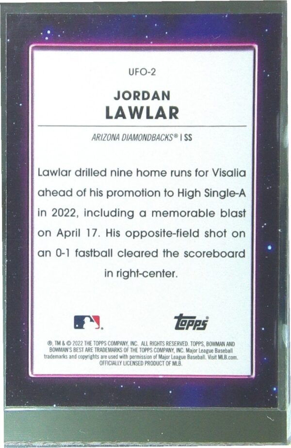 2022 Bowman's Best Jordan Lawlar #UFO-2 Diamondbacks UFO - Image 3