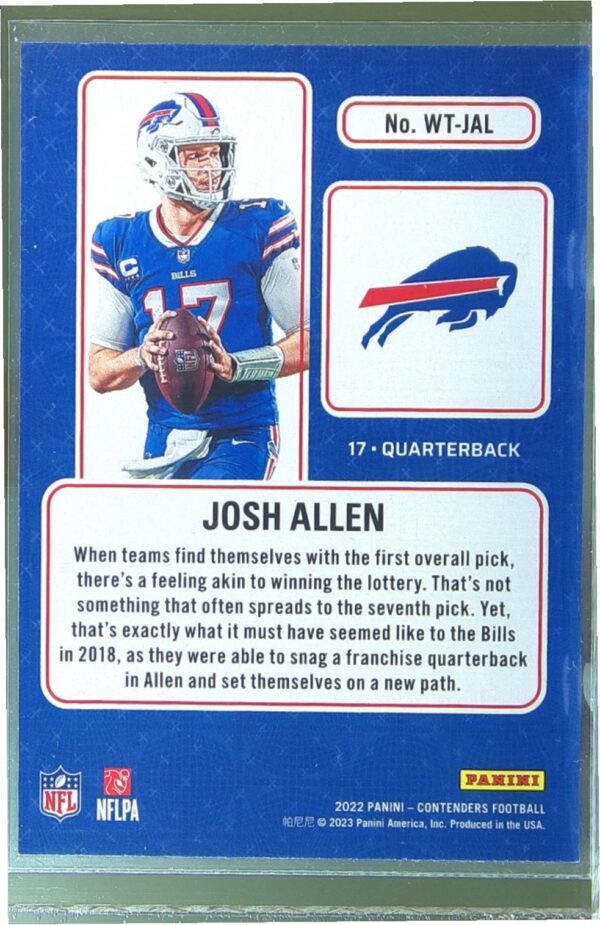 2022 Contenders Josh Allen #WT-JAL Bills Winning Ticket - Image 3