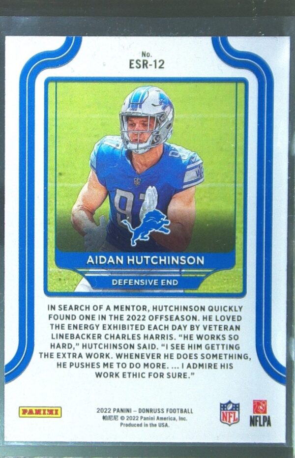 2022 Donruss Aidan Hutchinson RC #ESR-12 Lions Elite Series Rookies - Image 3